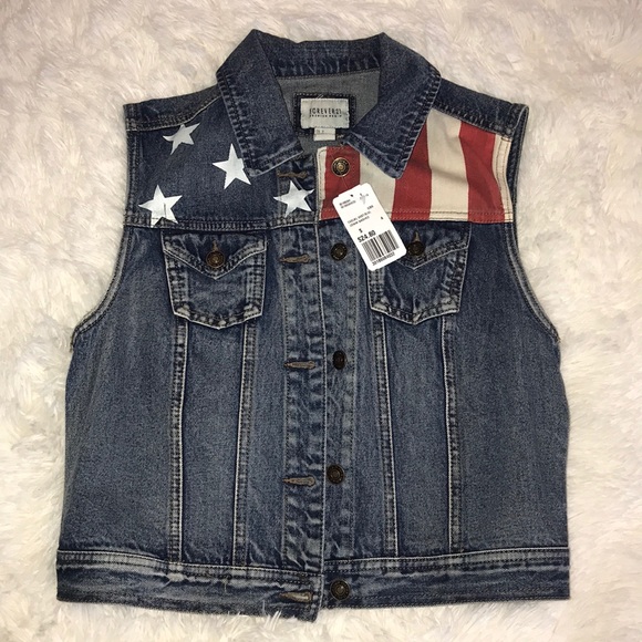 NWT Jean Vest Stars and Stripes print - Picture 1 of 3